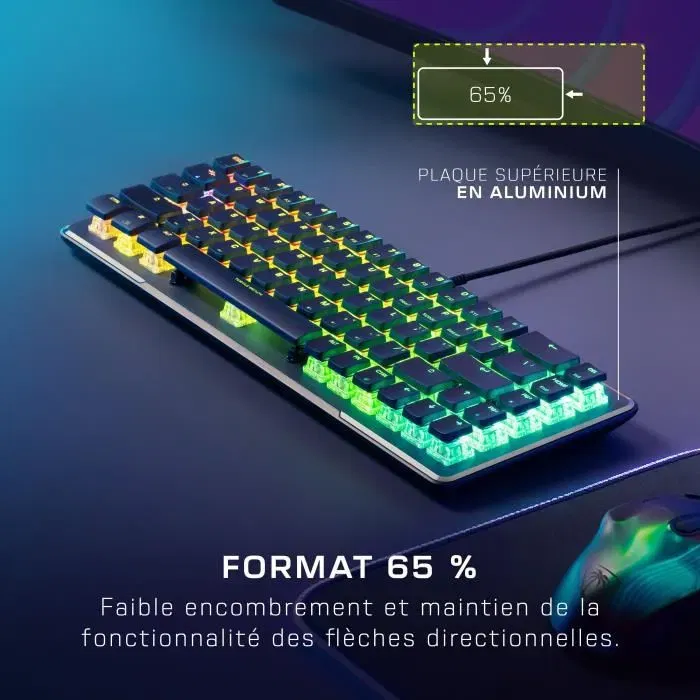 Turtle Beach Vulcan II Mini - Clavier mécanique gaming filaire optique 65%, interrupteurs TITAN II, rétroéclairage RGB, noir