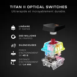 Turtle Beach Vulcan II Mini - Clavier mécanique gaming filaire optique 65%, interrupteurs TITAN II, rétroéclairage RGB, noir