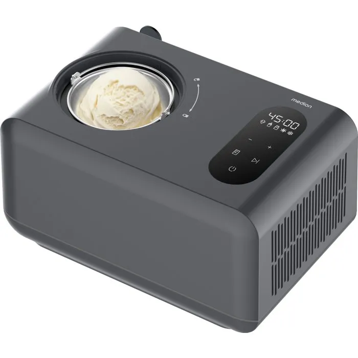 Medion MD 100087 Sorbetière avec compresseur 1,5 L - Glace, yaourt et slushies - 150 W - LED