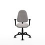 Chaise de bureau Algarra avec mécanisme de contact permanent de base, revêtue de simili cuir blanc. Équipée d'une base en polyamide noir, d'accoudoirs 1D et de roulettes en nylon de 50 mm