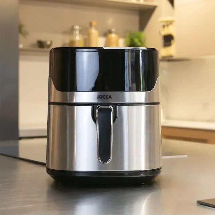 Jocca Friteuse sans huile 2192, 6.5 L 1600 W avec technologie Fry Force 360° et 8 programmes, écran LED tactile, multifonction (inox, 28 x 37 x 31.5 cm)