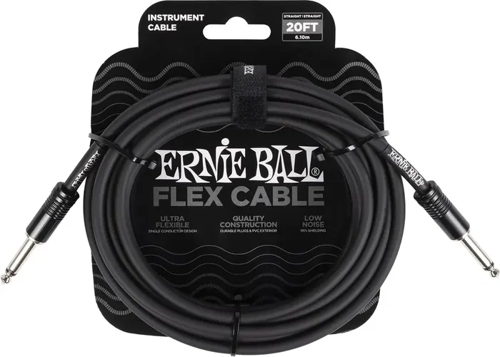Ernie Ball Câble Instrument Flex Jack-Jack SS 6 m - Noir Ernie Ball Câble Instrument Flex Jack-Jack SS 6 m - Noir