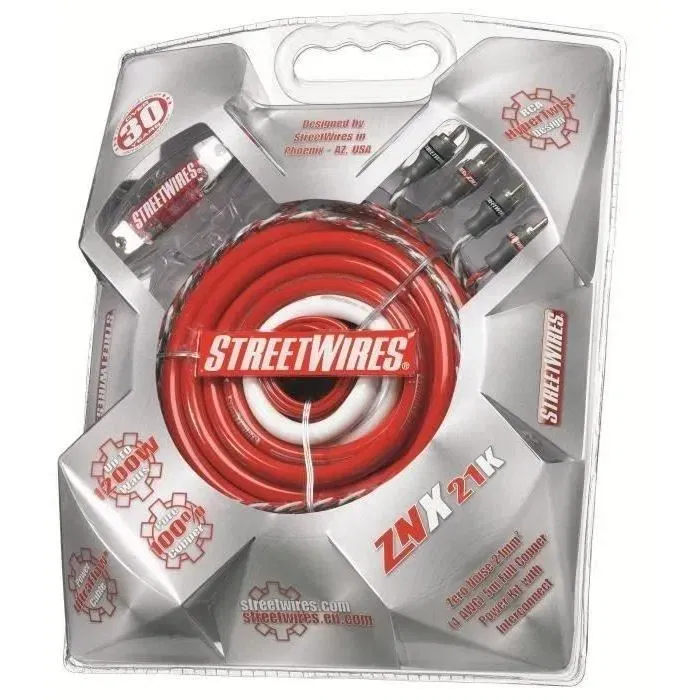 MTX Audio Pack Alimentation ZNX21K - Câble d'alimentation 21 mm² 5 m, câble de masse 0,7 m, câble RCA cuivre 5 m, porte fusible étanche - Pour système audio jusqu'à 800 W RMS