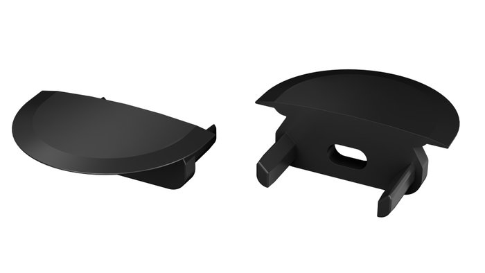 KIMERA-SELDE Profilé aluminium anodisé noir avec diffuseur opale et embouts, 2,02 m