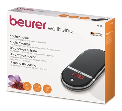 Beurer KS-36 Balance de Cuisine de Précision avec Fonction Tare et Calibrage, Écran Moderne