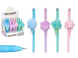 Pincello Stylo à pompon glacé assorti couleurs bleu, violet, rose, vert 4 x 18 x 3 cm (Set de 48)