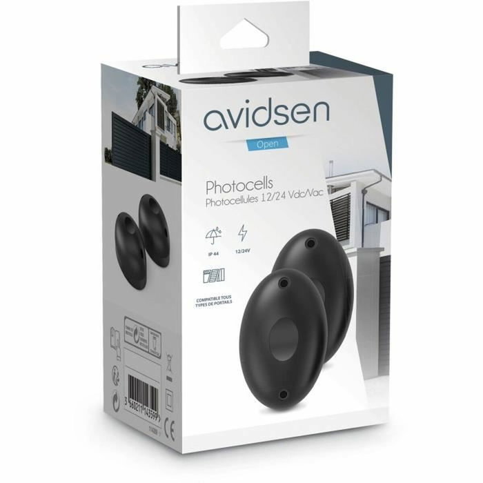 Avidsen Photocellule pour toutes motorisations de portail 12V/24V Noir
