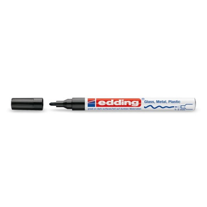 Edding 751 Paint Marker Noir Schwarz (4-751001) - Marqueur peinture permanent pour surfaces lisses