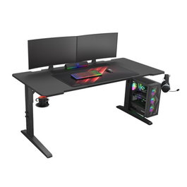 Genesis HOLM Modular 160 Bureau Gaming Réglable 70-90cm MDF Gris Anthracite Noir avec RGB et Organiseur Câbles