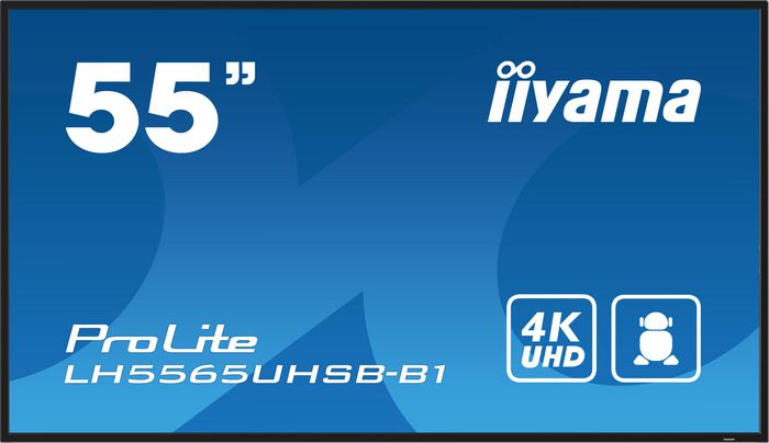 Iiyama Écran Professionnel 55" UHD 4K (3840x2160) IPS, Haze 1%, 800 cd/m², HDR, Portait/Paysage, Android 11, 24/7 - Réf. Multiple Inputs HDMI, DP, USB, WiFi, LAN, VESA 400x400