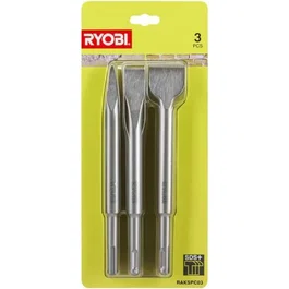 Ryobi Kit 3 burins SDS+ RAKSPC03 - 1 pointe et 2 plats pour démolition avec perceuses SDS+