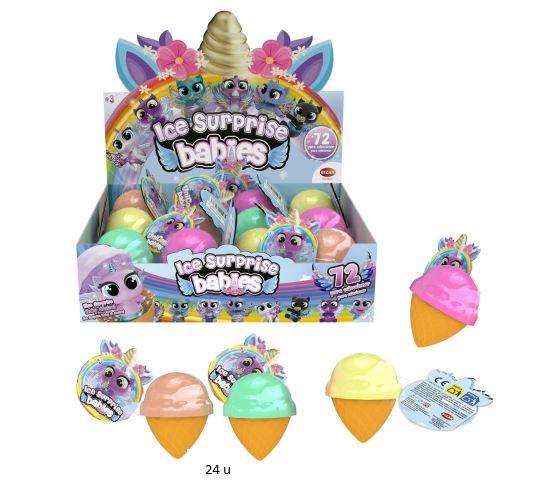 Bizak Mini Unicornios Ice Surprise Babies avec mini cône - Changent de couleur avec la température, finition métallisée et brillent dans le noir 5cm - Modèles assortis