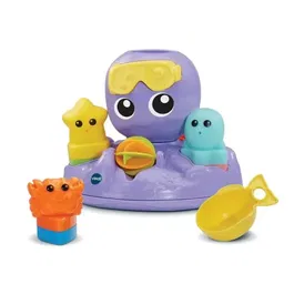 Vtech Baby Julie Ma Pieuvre Toupie de Bain - Jouet de Bain Tournoyant avec 4 Accessoires Animaux Formes Gicleurs - Pour Enfants de 1 à 5 ans