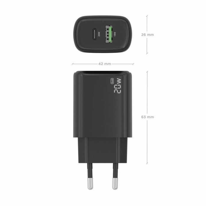 Chargeur mural Aisens A110-0910 Noir 20 W Chargeur mural Aisens A110-0910 Noir 20 W