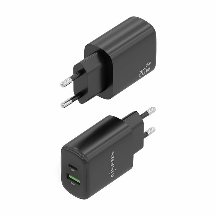 Chargeur mural Aisens A110-0910 Noir 20 W Chargeur mural Aisens A110-0910 Noir 20 W