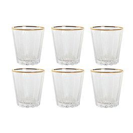 Set de Verres Home ESPRIT Transparent Doré Verre Avec relief 350 ml (6 Unités)