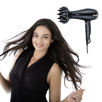 Beurer HC-60 Sèche-cheveux 1400 W avec technologie ionique et écologique, capteur tactile, 3 niveaux de chaleur et 2 vitesses d'air