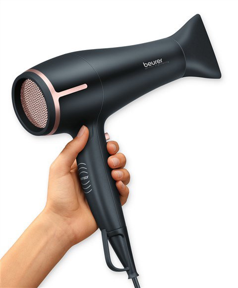 Beurer HC-60 Sèche-cheveux 1400 W avec technologie ionique et écologique, capteur tactile, 3 niveaux de chaleur et 2 vitesses d'air