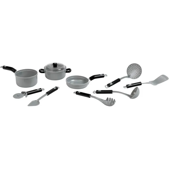 KLEIN Princess Coralie - Batterie de cuisine jouet pour fille, 10 pièces (casserole, poêle, faitout) - Rose - À partir de 3 ans