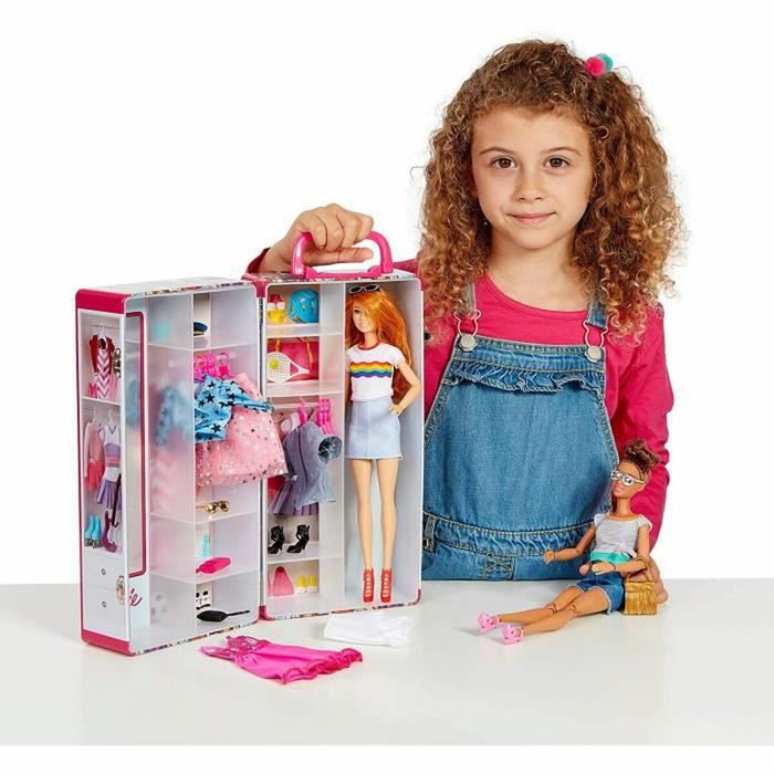 Klein Mallette Armoire Barbie Rose et Multicolore