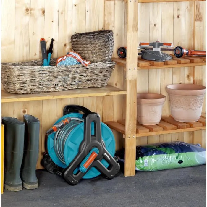 Gardena - Dévidoir portable 50 Classic - Dévidoir de tuyau portable, structure compacte et anti-goutte - Garantie 5 ans