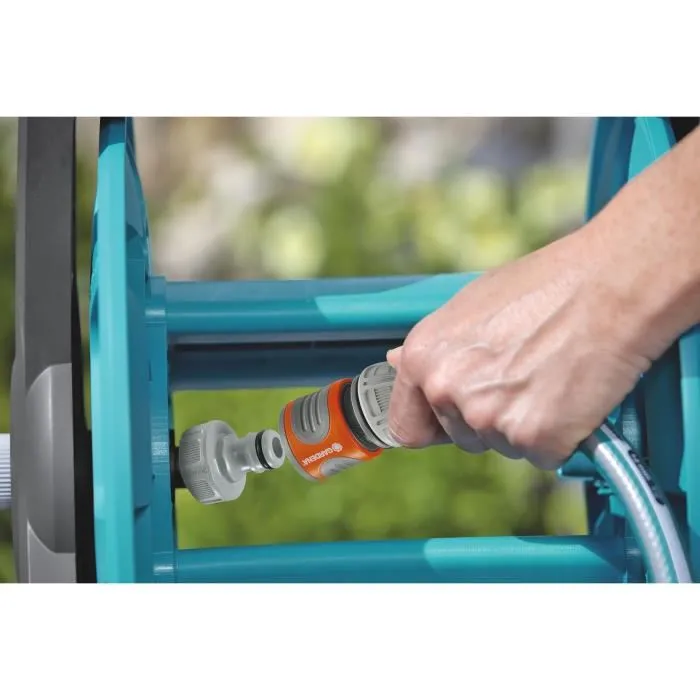 Gardena - Dévidoir portable 50 Classic - Dévidoir de tuyau portable, structure compacte et anti-goutte - Garantie 5 ans