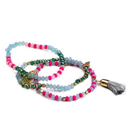 Inca - Bracelet triple de perles multicolores avec breloques - Âge minimum recommandé : 3 ans