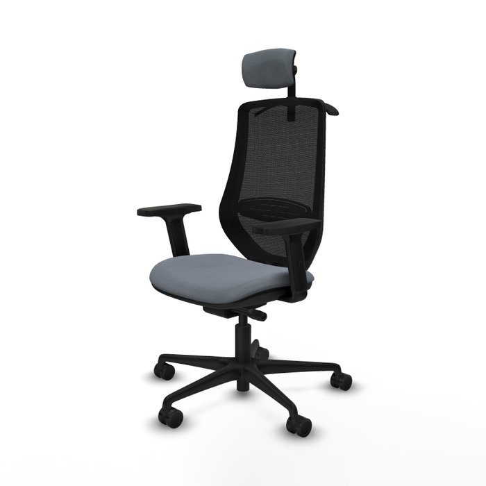 Piqueras y Crespo Chaise de Bureau Mardos avec Appui-tête Gris et Noir Piqueras y Crespo Chaise de Bureau Mardos avec Appui-tête Gris et Noir