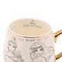 Tasse à thé et café Princesses Disney, porcelaine blanche avec détails dorés et illustrations esbozées, Widdop & Co