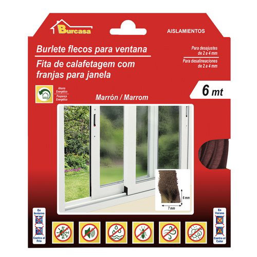 Burcasa Joint à franges pour rail de fenêtre 0,07x0,06-6m Marron Burcasa Joint à franges pour rail de fenêtre 0,07x0,06-6m Marron