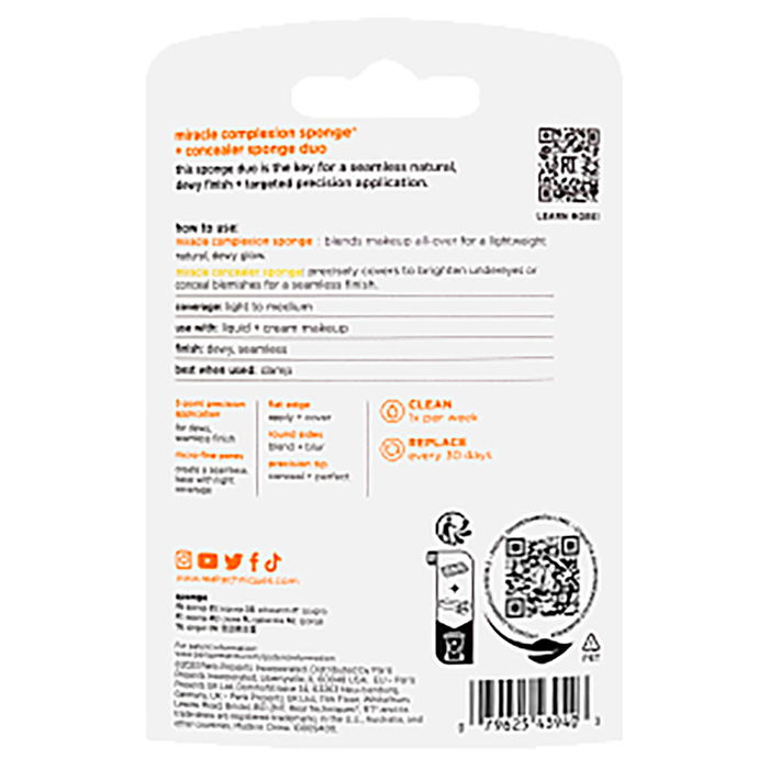 Real Techniques Éponge Miracle Complexion + Duo Anticernes 2 Unités Hydratant Repulpant