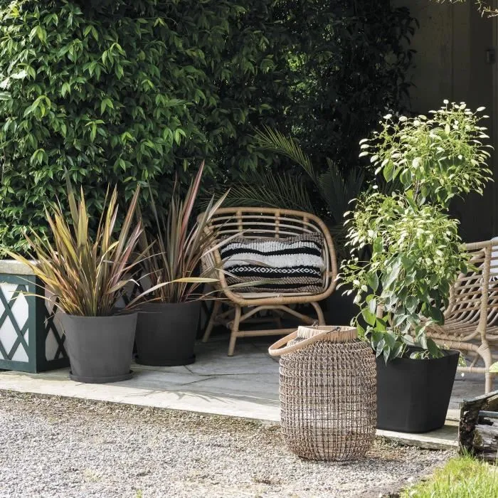 Deroma Pot de fleurs carré Quadro Origin - 28 x 23.5 cm - 12 litres - Anthracite - Plastique recyclé résistant au gel et aux UV