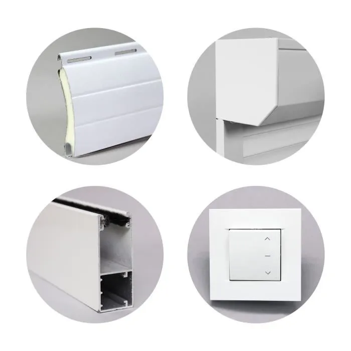 Volet Roulant Electrique Filaire Aluminium H120 x L100 cm - Recoupable Largeur/Hauteur - Lames Aluminium Double Paroi - Coloris Blanc