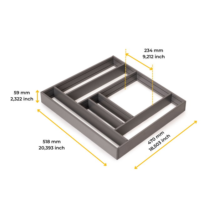 Emuca Organisateur de tiroirs Alumount 600x500, Aluminium, Gris antracite