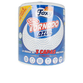Foxy Rouleau papier absorbant 3 épaisseurs Tornado Azul 1 kg - Polyvalent, cuisine, décontamination, sans résidus, conforme alimentaire, micro-ondes