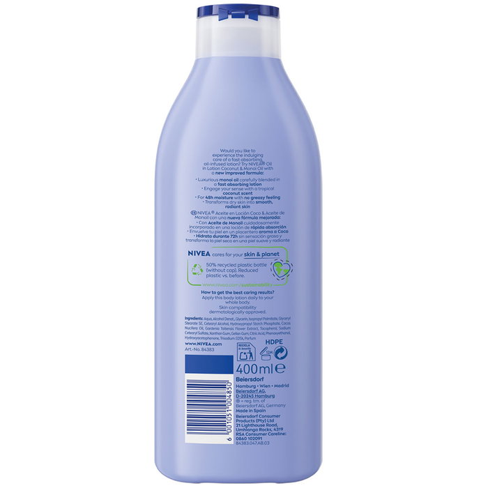 Nivea Lotion à l'Huile de Coco et de Monoï - Hydratante & Nourrissante - 400 ml