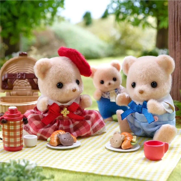 Sylvanian Families - Coffret Ours Biscuit 'Pique-nique Gourmand' avec figurines, panier, accessoires et couverture - Jeu d'imagination pour enfants dès 3 ans