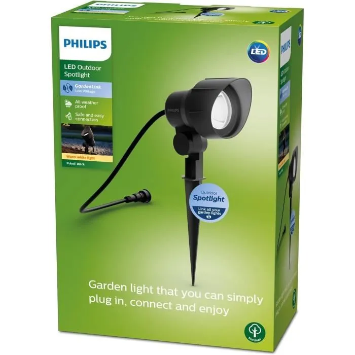 Philips GardenLink Spot Extérieur Basse Tension LED 1x6W 2700K IP44 Noir Philips GardenLink Spot Extérieur Basse Tension LED 1x6W 2700K IP44 Noir