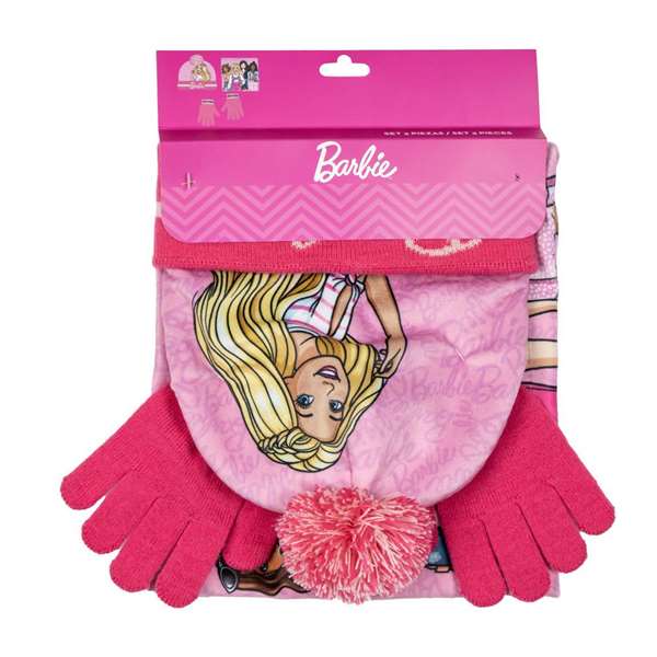 Cerdá Snood Barbie - Ensemble 3 pièces (bonnet, tour de cou et gants) pour enfant 2 à 8 ans (3 ans minimum)