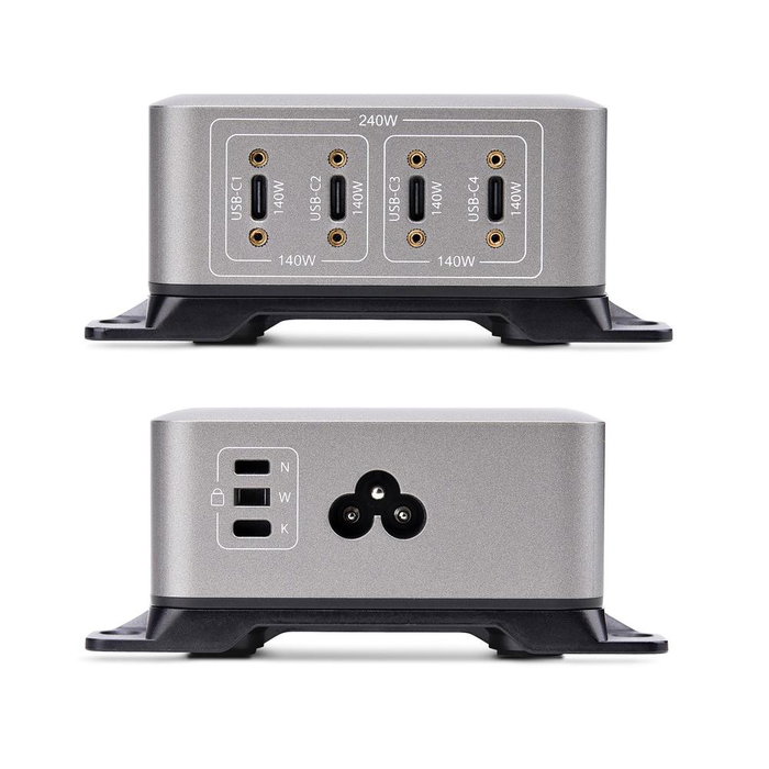 Startechcom Chargeur USB-C 240W 4 Ports GaN avec Montage Surface Bureau VESA Technologie Power Delivery Startechcom Chargeur USB-C 240W 4 Ports GaN avec Montage Surface Bureau VESA Technologie Power Delivery