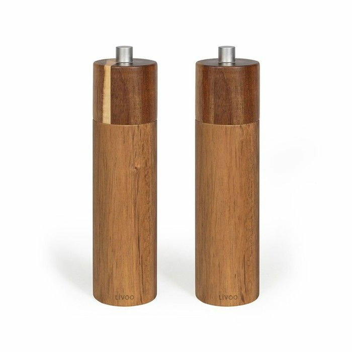 Livoo Set de 2 moulins à sel et poivre manuels MEN425 en bois d'acacia Livoo Set de 2 moulins à sel et poivre manuels MEN425 en bois d'acacia