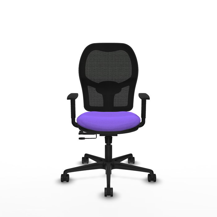 Chaise Jorquera Synchrone/Traslack tissu Violet Maille Noir Base en nylon noir Accoudoir 1D Sans appui-tête Roulettes 65mm nylon