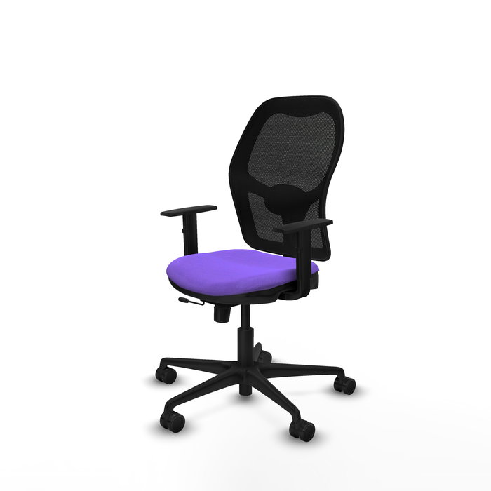 Chaise Jorquera Synchrone/Traslack tissu Violet Maille Noir Base en nylon noir Accoudoir 1D Sans appui-tête Roulettes 65mm nylon
