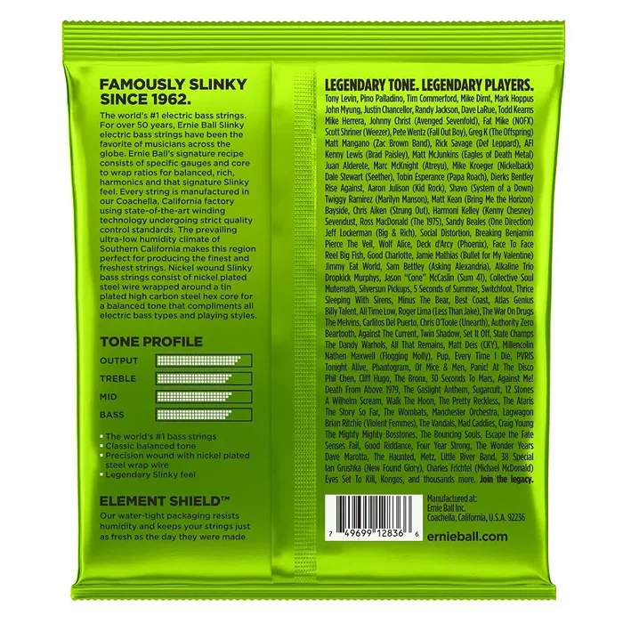 ERNIEBALL Jeu de cordes basse électrique Slinky Regular 5 cordes 45-130