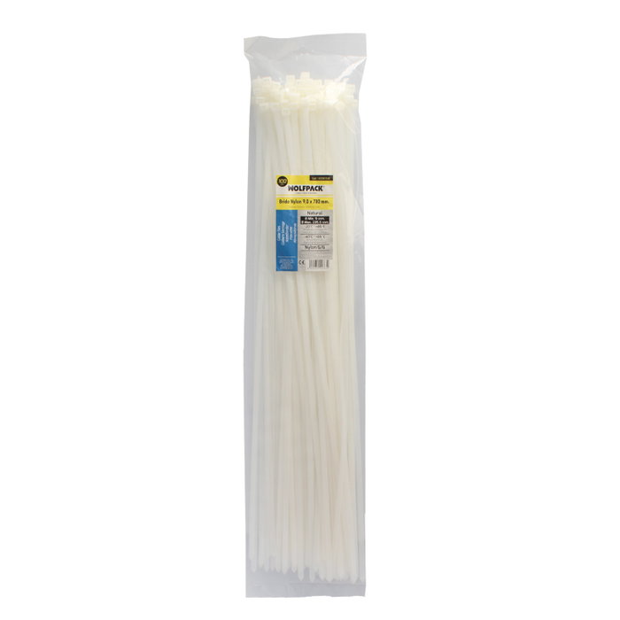WOLFPACK LINEA PROFESIONAL Collier de serrage en nylon naturel 9,0x780 mm, sac de 100 unités