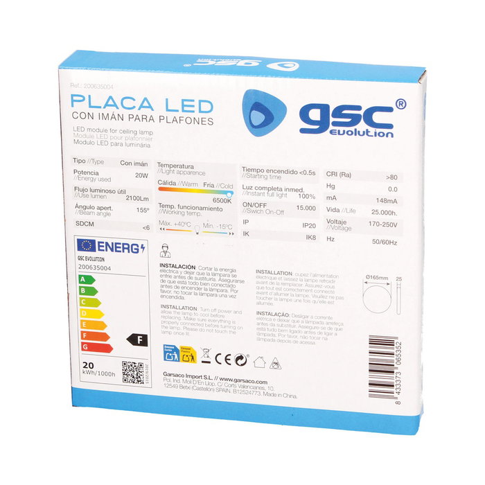 GSC Evolution Plaque LED avec aimant pour plafonniers 20W 6500K GSC Evolution Plaque LED avec aimant pour plafonniers 20W 6500K