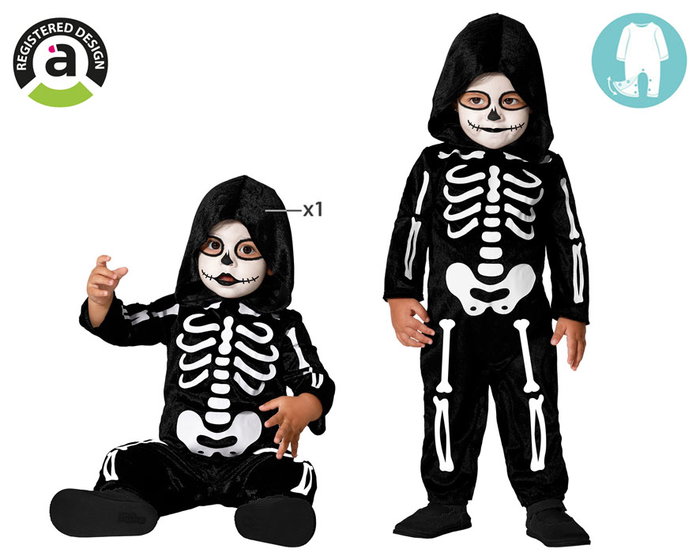 Déguisement Mono Classique de Squelette avec Capuche pour Bébé Unisexe Déguisement Mono Classique de Squelette avec Capuche pour Bébé Unisexe