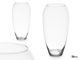 GIFTDECOR Vase en Verre Bombé Transparente 36cm