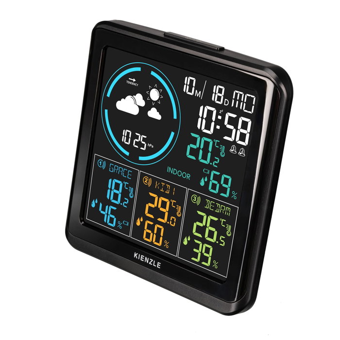 Kienzle Station météo sans fil avec 3 capteurs radio-commandés
