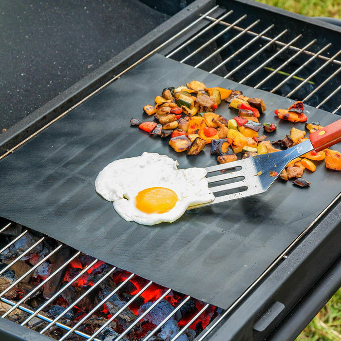 Pack Barbecue au Charbon de Bois Pliable en Acier Inoxydable et Tapis de Cuisson pour Four et Barbecue InnovaGoods